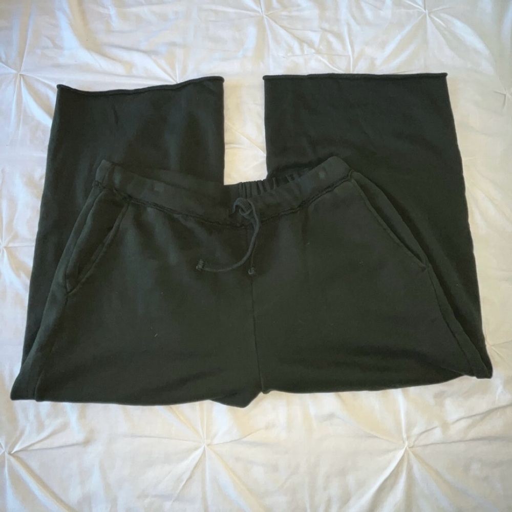 Eileen Fisher Petite Dark Green Wide-Leg Organic Cotton Pants SIZE PETITE MED
